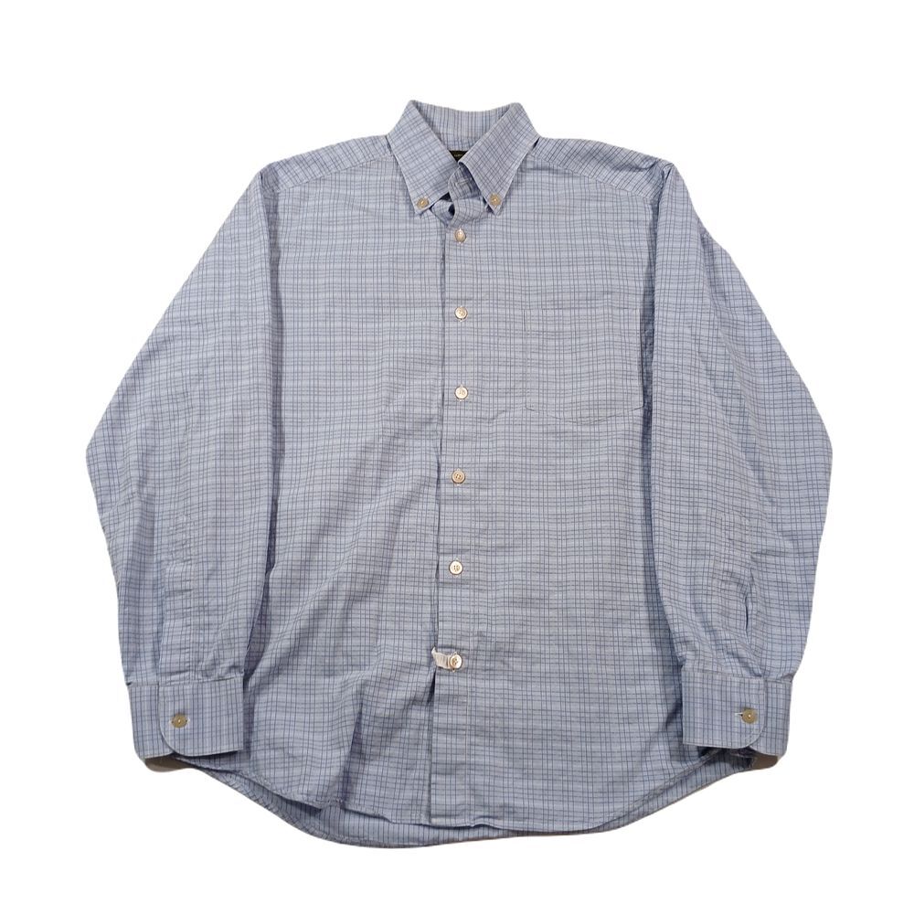 Ermenegildo Zegna Shirt Mens Large Blue Check Long Sleeve Button Up - Picture 1 of 11